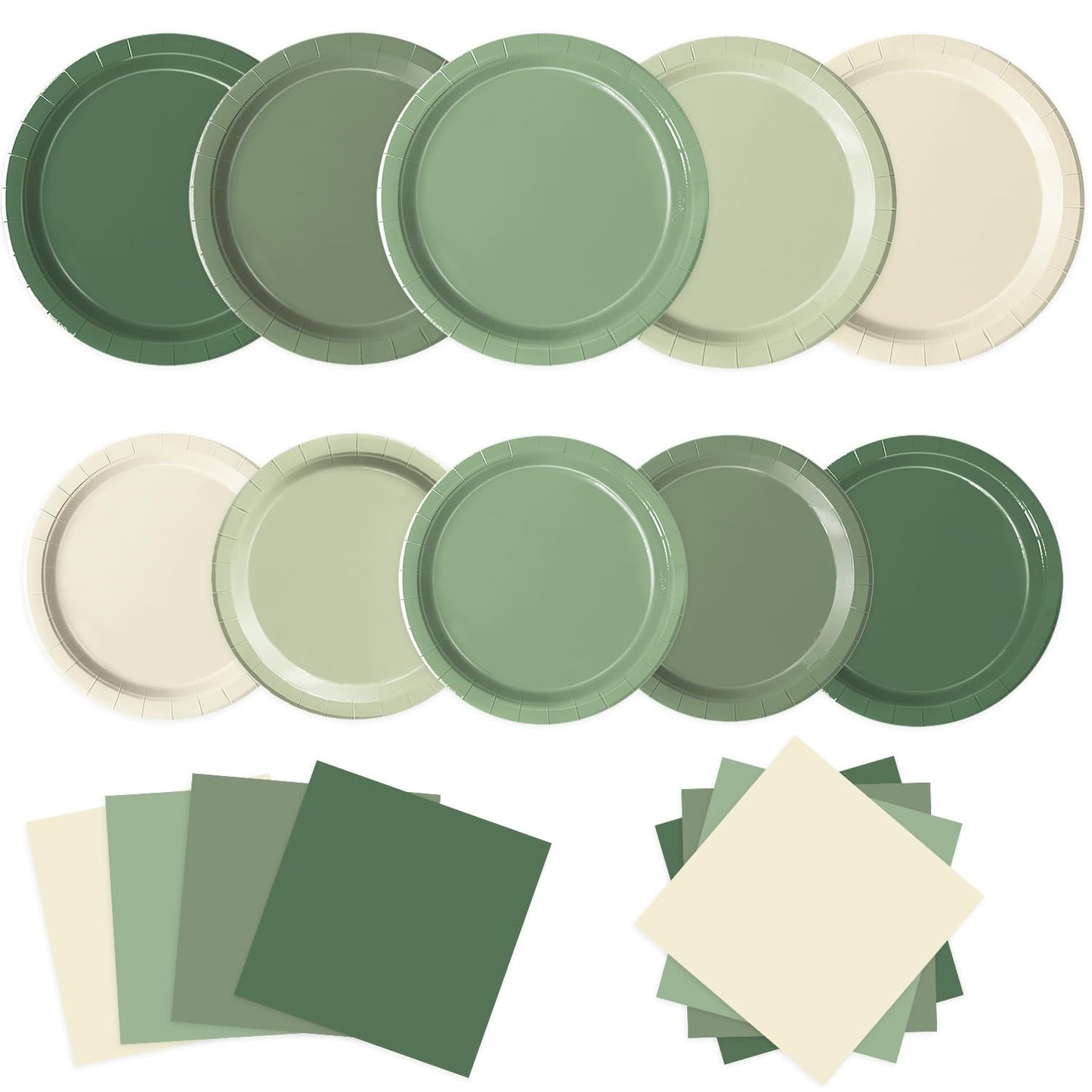 Oigco 150 PCS Sage Green Paper Plates & Napkins – Disposable Partyware for Birthday, Wedding & Baby Shower