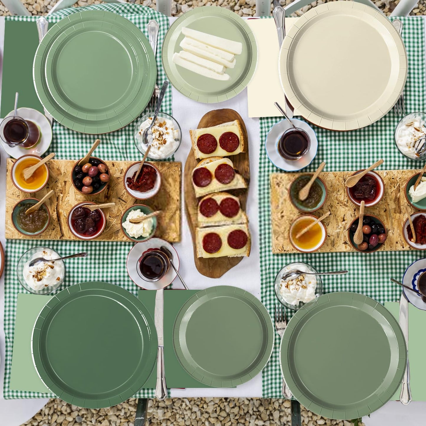 Oigco 150 PCS Sage Green Paper Plates & Napkins – Disposable Partyware for Birthday, Wedding & Baby Shower