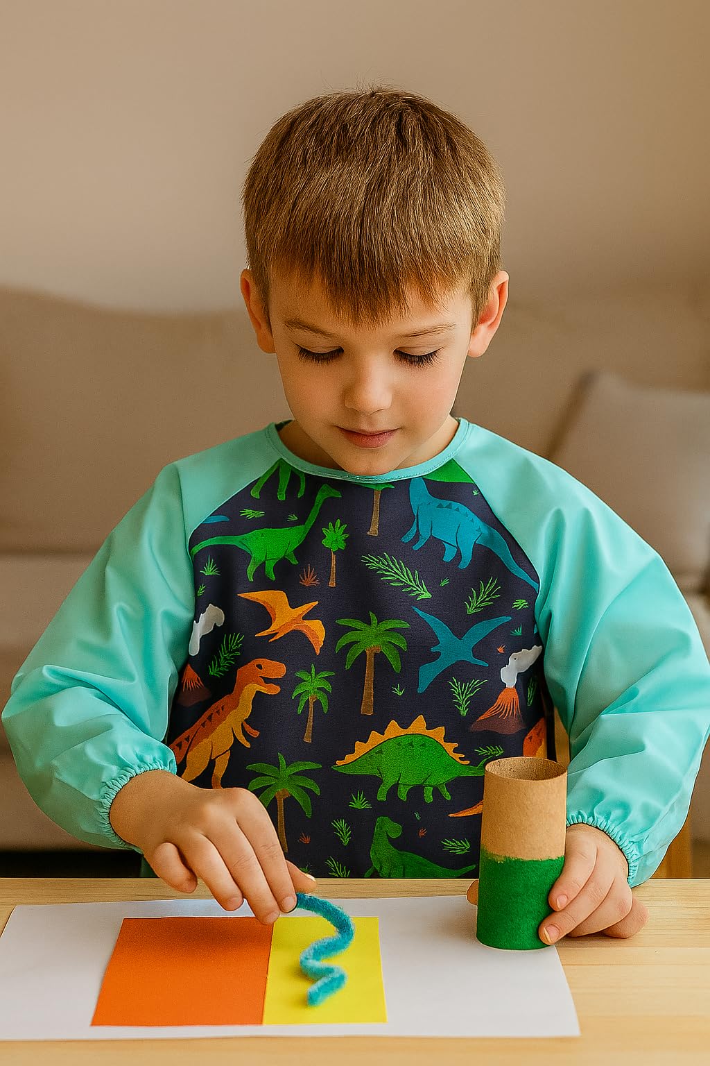 Oiomniv Kids Painting Smock for Ages 3 to 8 – Waterproof Art Apron with Long Sleeves & 3 Pockets