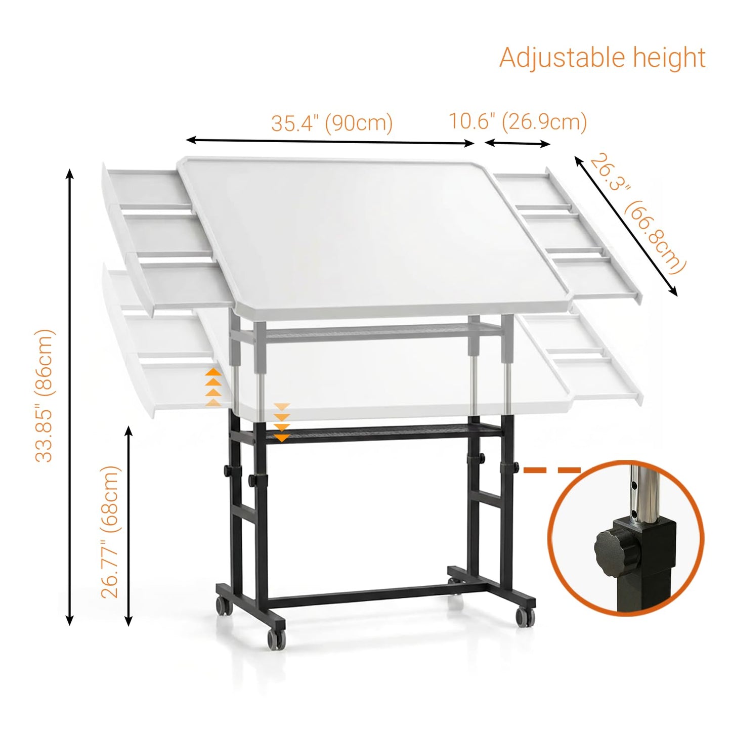 OIRBOEUS 1500-Piece Puzzle Table — Adjustable Height, Tilting Board, 6 Drawers, Cover, Wheels (35x26)