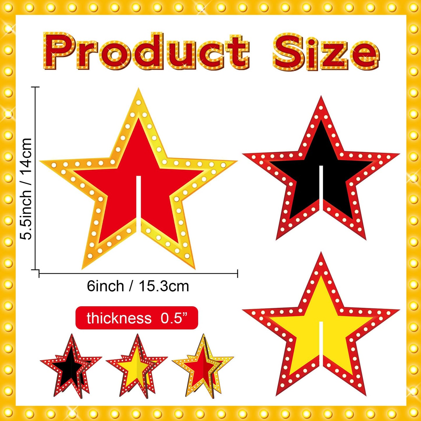 Oitnlaughter Star Centerpieces – 3D Movie Night Wooden Table Decor for Red Carpet Parties