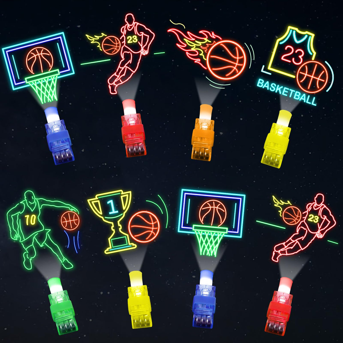 Oitnlaughter 36-Piece Basketball Themed LED Finger Lights – Glow in the Dark Party Favors & Gifts