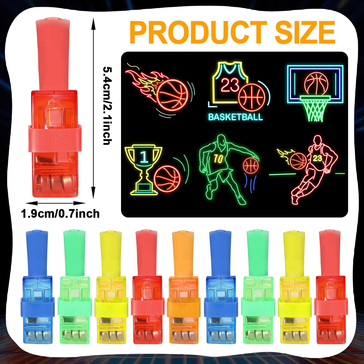 Oitnlaughter 36-Piece Basketball Themed LED Finger Lights – Glow in the Dark Party Favors & Gifts