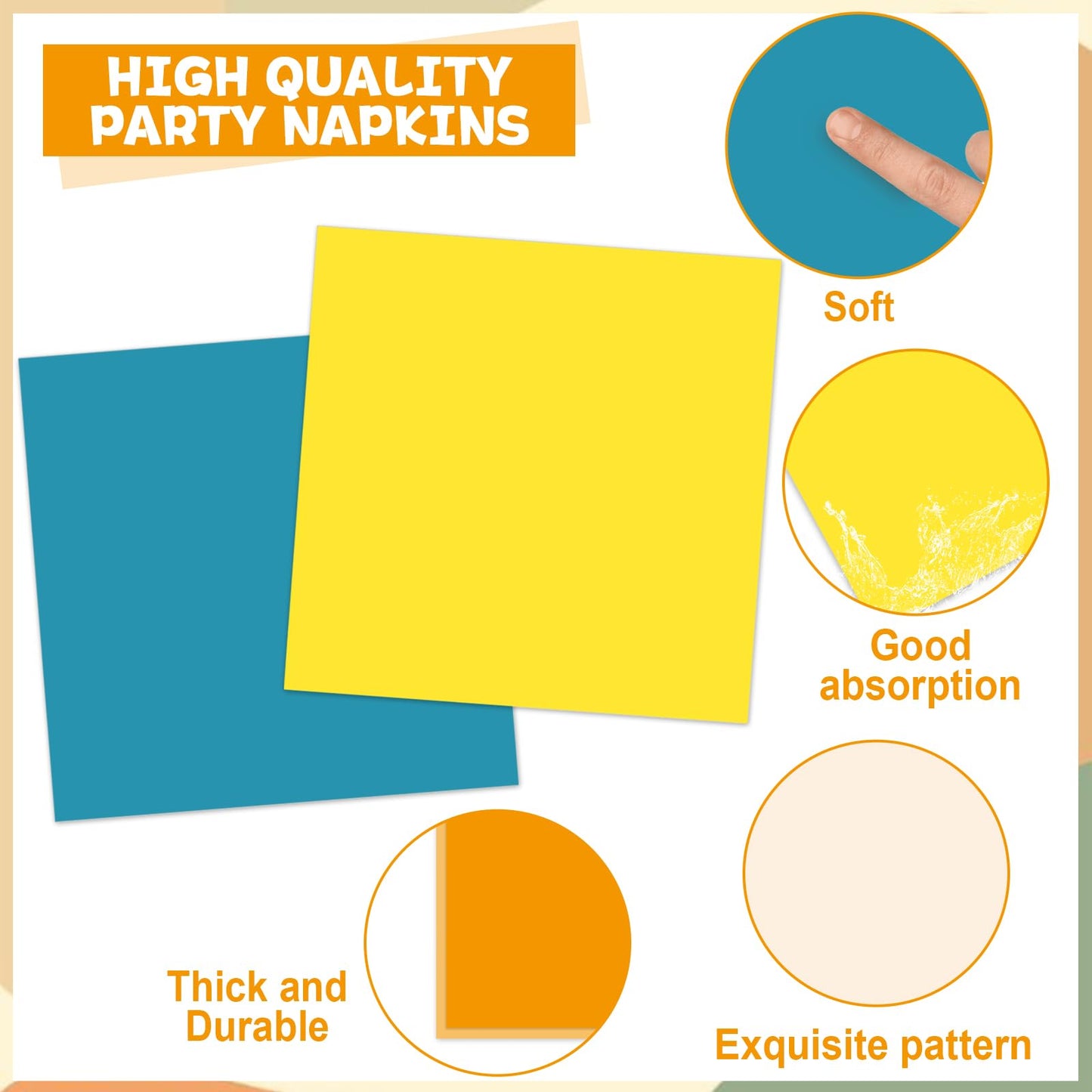 Oitnlaughter 96PCS Boho Sun Party Plates & Napkins – Blue Orange Mustard Yellow Disposable Set for 24 Guests