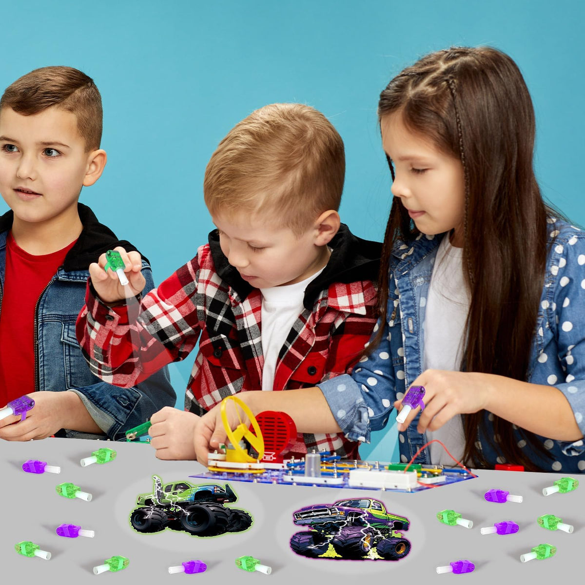 Oitnlaughter 36Pcs Monster Truck LED Finger Lights – Glow-in-the-Dark Party Favors