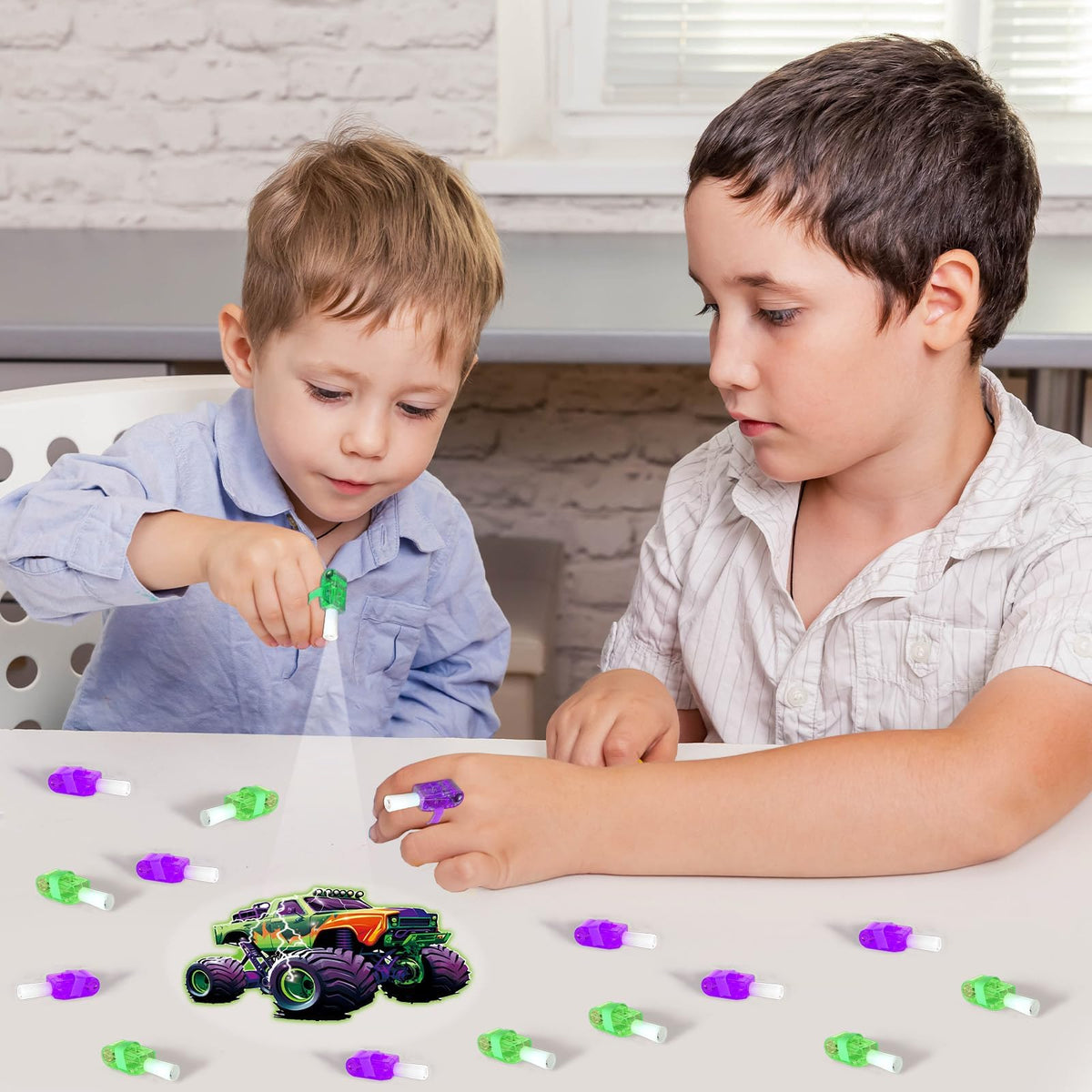 Oitnlaughter 36Pcs Monster Truck LED Finger Lights – Glow-in-the-Dark Party Favors