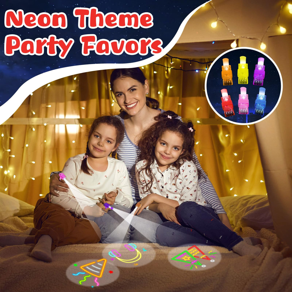 Oitnlaughter 36-Piece Neon Happy Birthday LED Finger Lights – Glow-in-the-Dark Party Favors