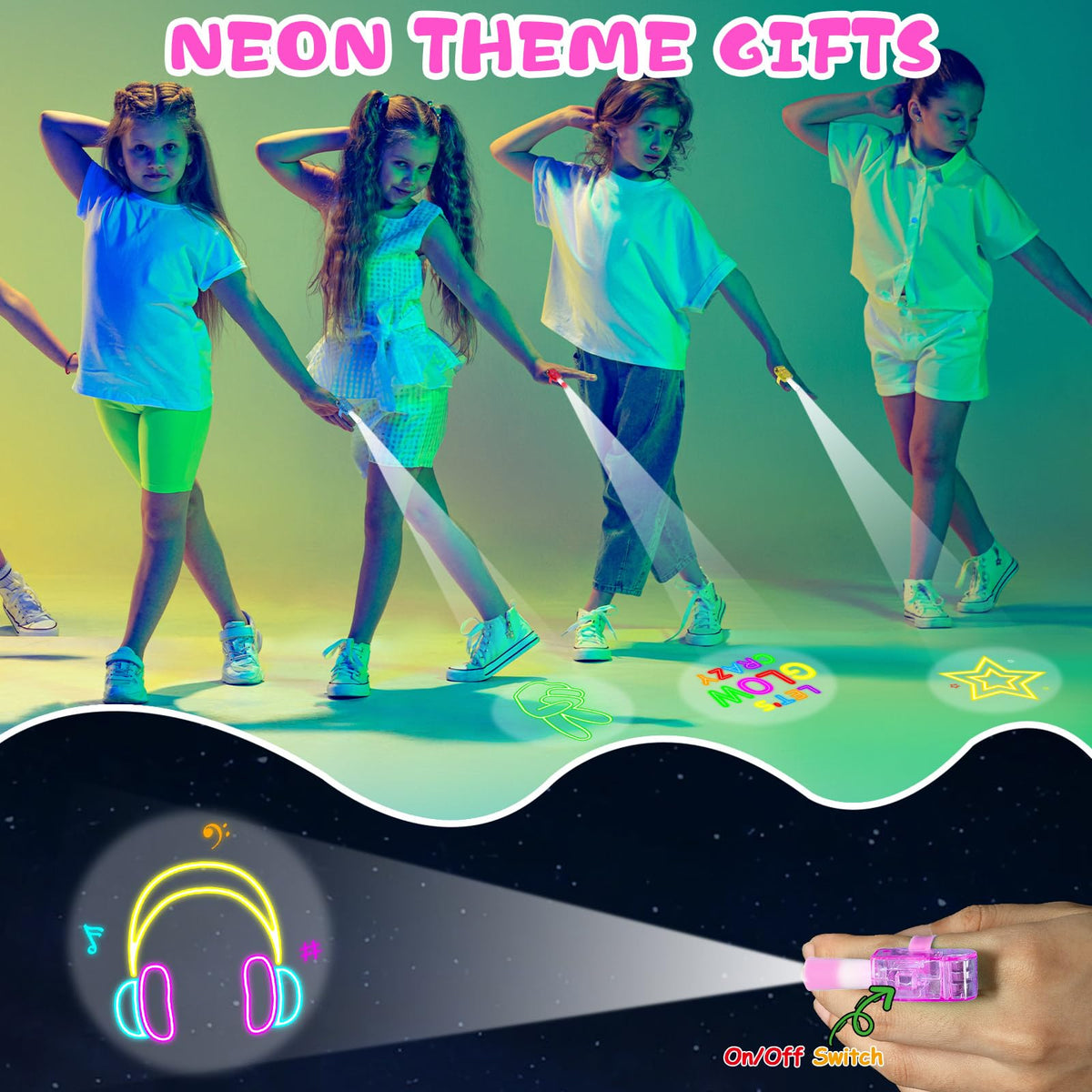 Oitnlaughter 36-Piece Neon Happy Birthday LED Finger Lights – Glow-in-the-Dark Party Favors
