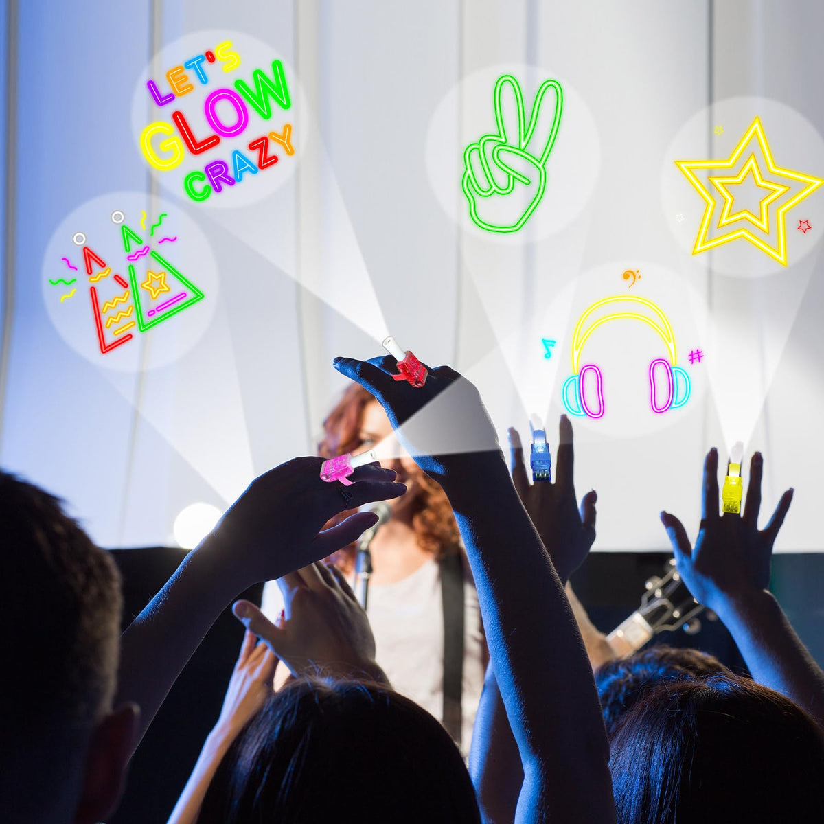Oitnlaughter 36-Piece Neon Happy Birthday LED Finger Lights – Glow-in-the-Dark Party Favors