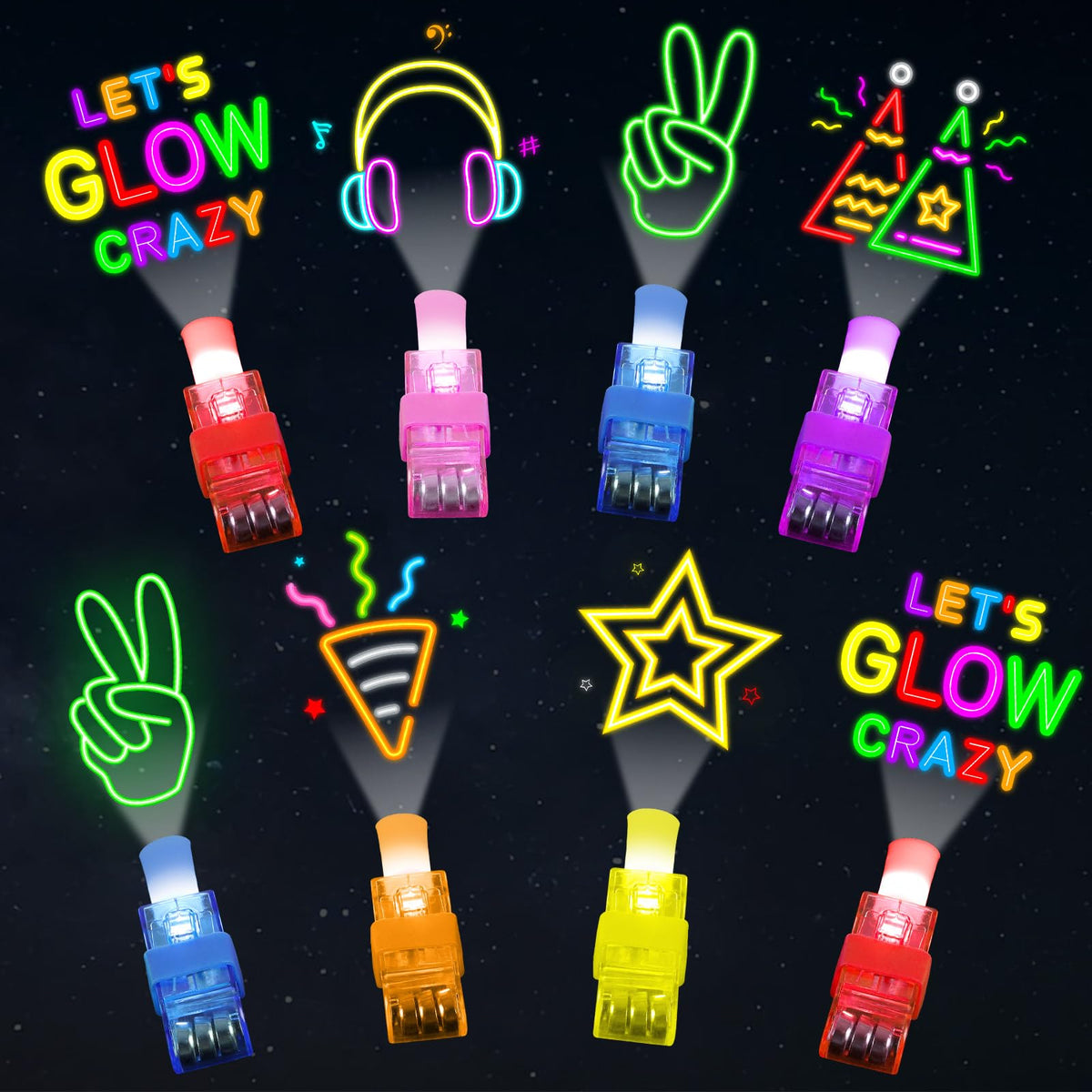 Oitnlaughter 36-Piece Neon Happy Birthday LED Finger Lights – Glow-in-the-Dark Party Favors