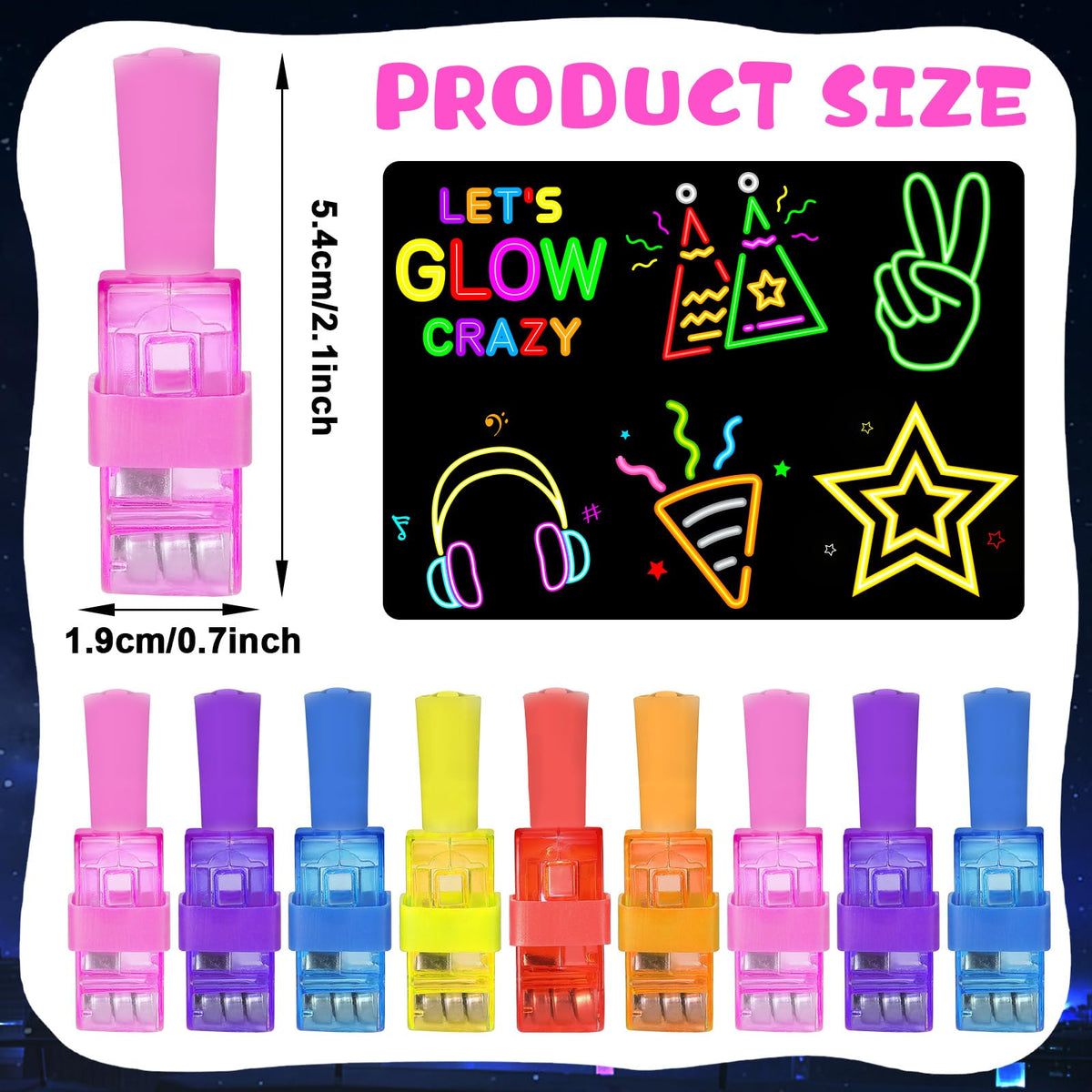Oitnlaughter 36-Piece Neon Happy Birthday LED Finger Lights – Glow-in-the-Dark Party Favors