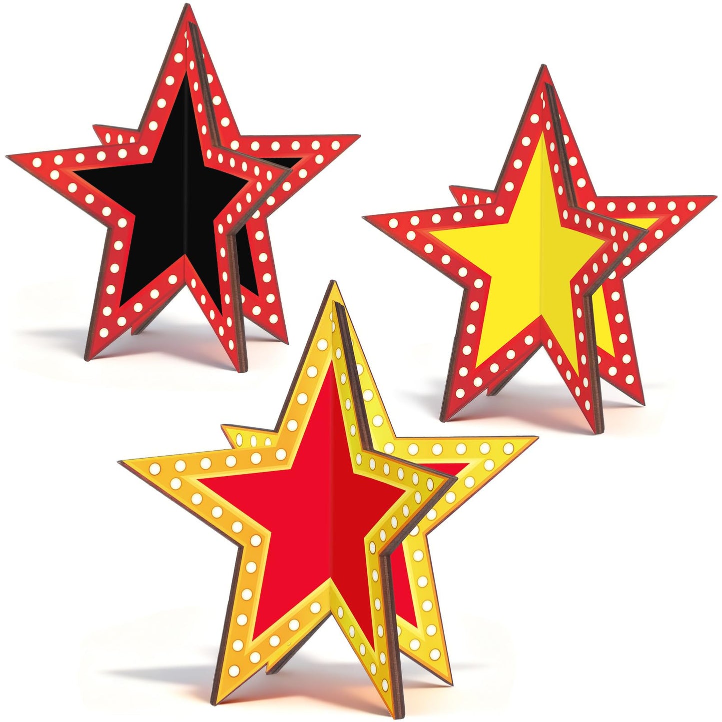 Oitnlaughter Star Centerpieces – 3D Movie Night Wooden Table Decor for Red Carpet Parties