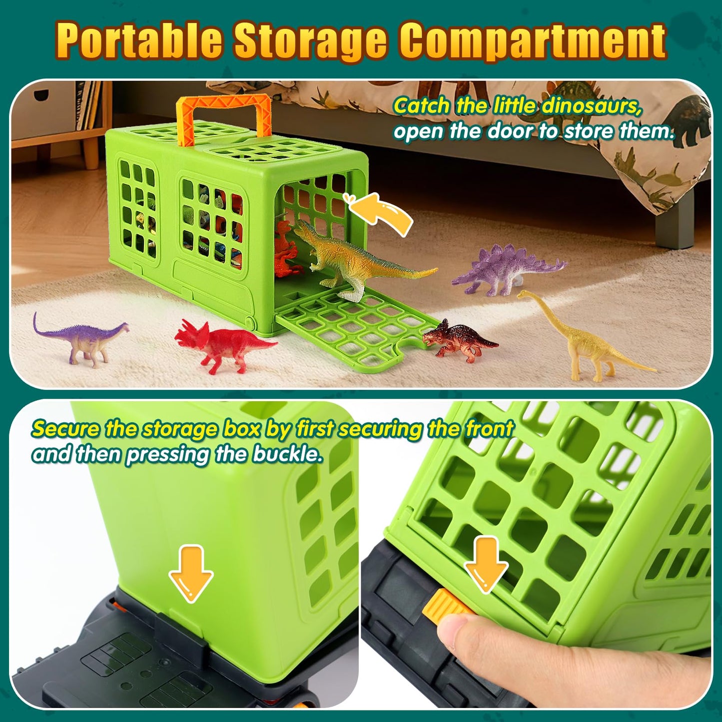 Oiuros 50PCS Dinosaur Transport Truck Toy with 50 Figures – Educational Jurassic Playset