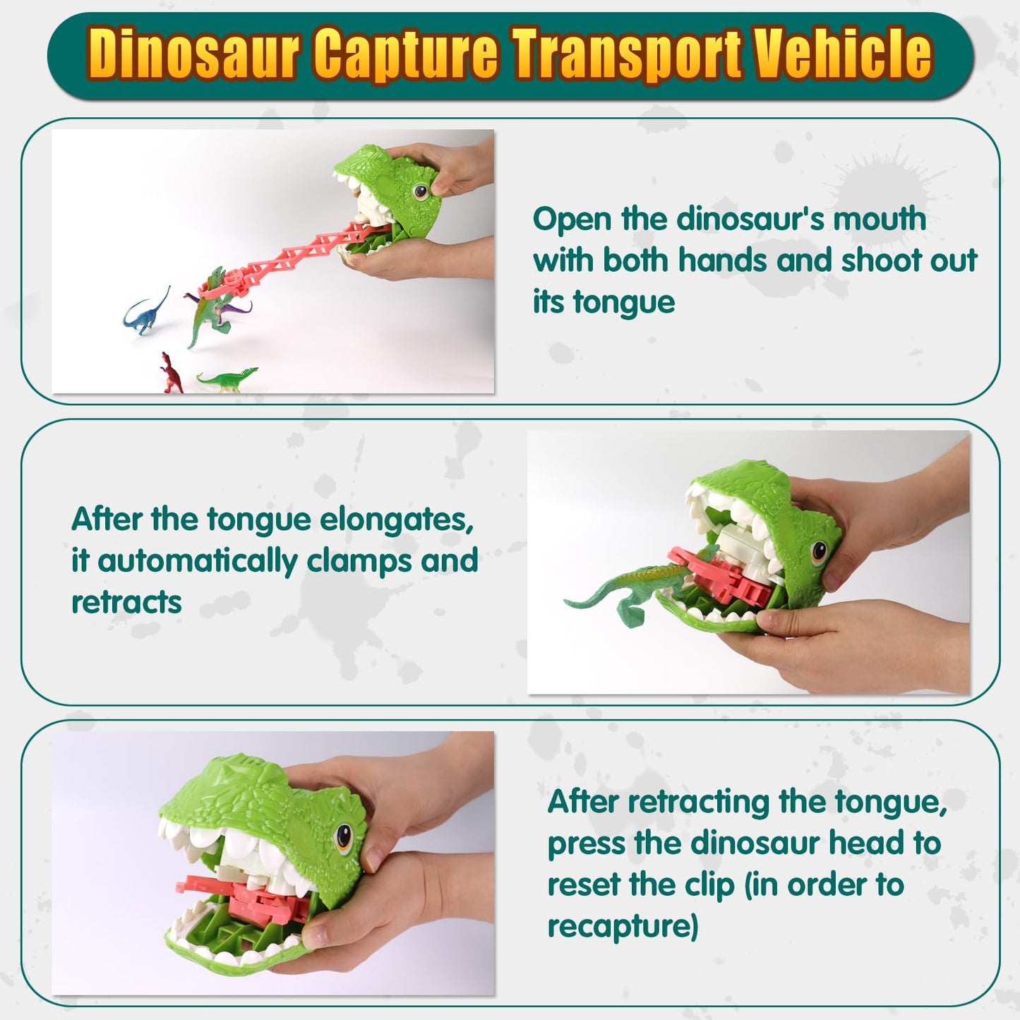Oiuros 50PCS Dinosaur Transport Truck Toy with 50 Figures – Educational Jurassic Playset