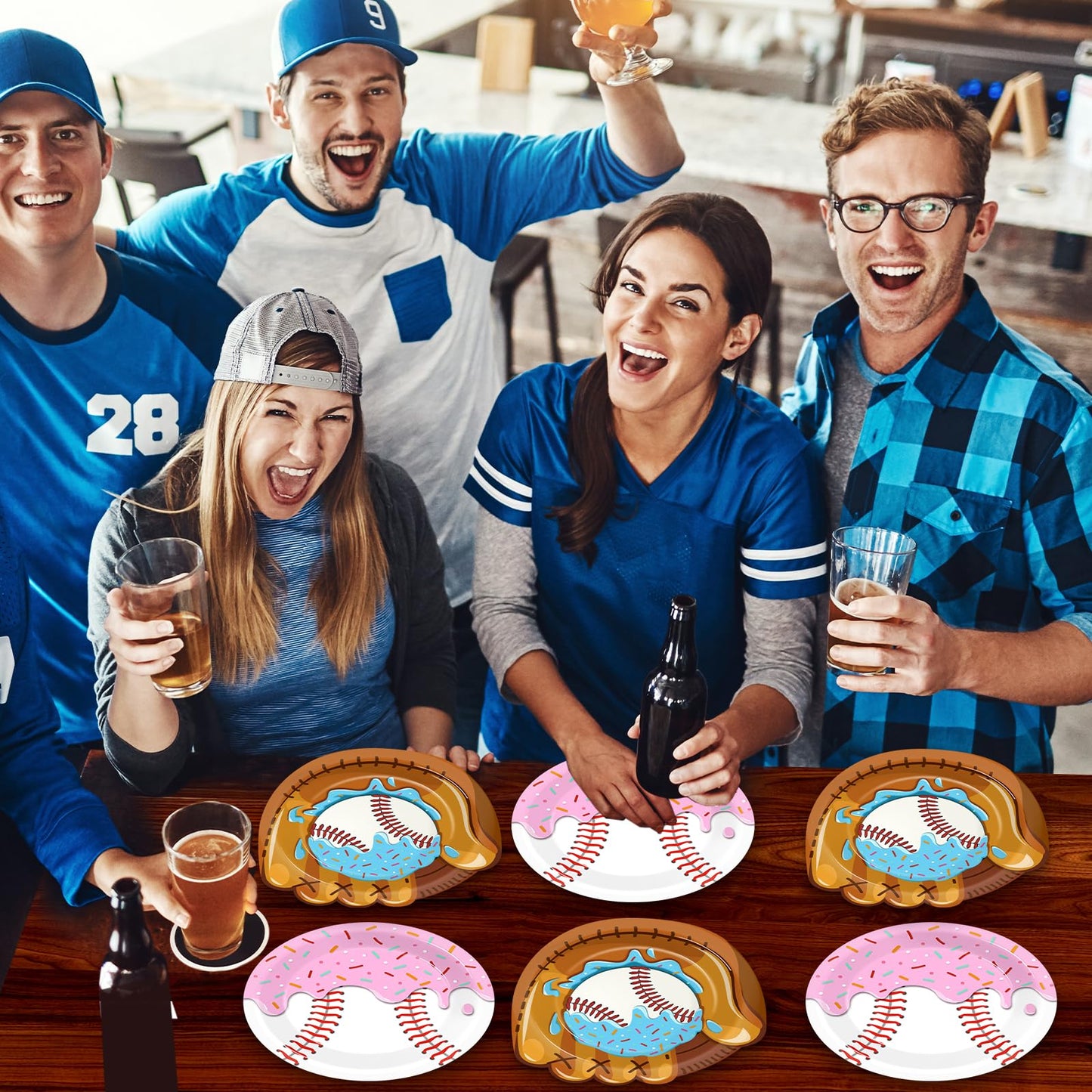 Ojustbeok 50Pcs Ice Cream Drip Baseball Plates – 9-Inch Disposable Party Plates