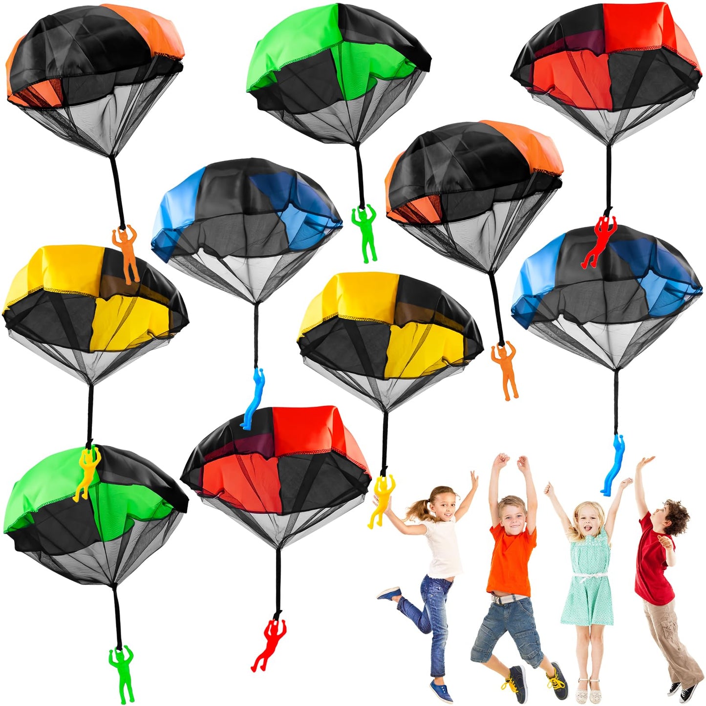 OJYUDD 10 Pack Parachute Toy for Kids - Tangle-Free Indoor & Outdoor Fun