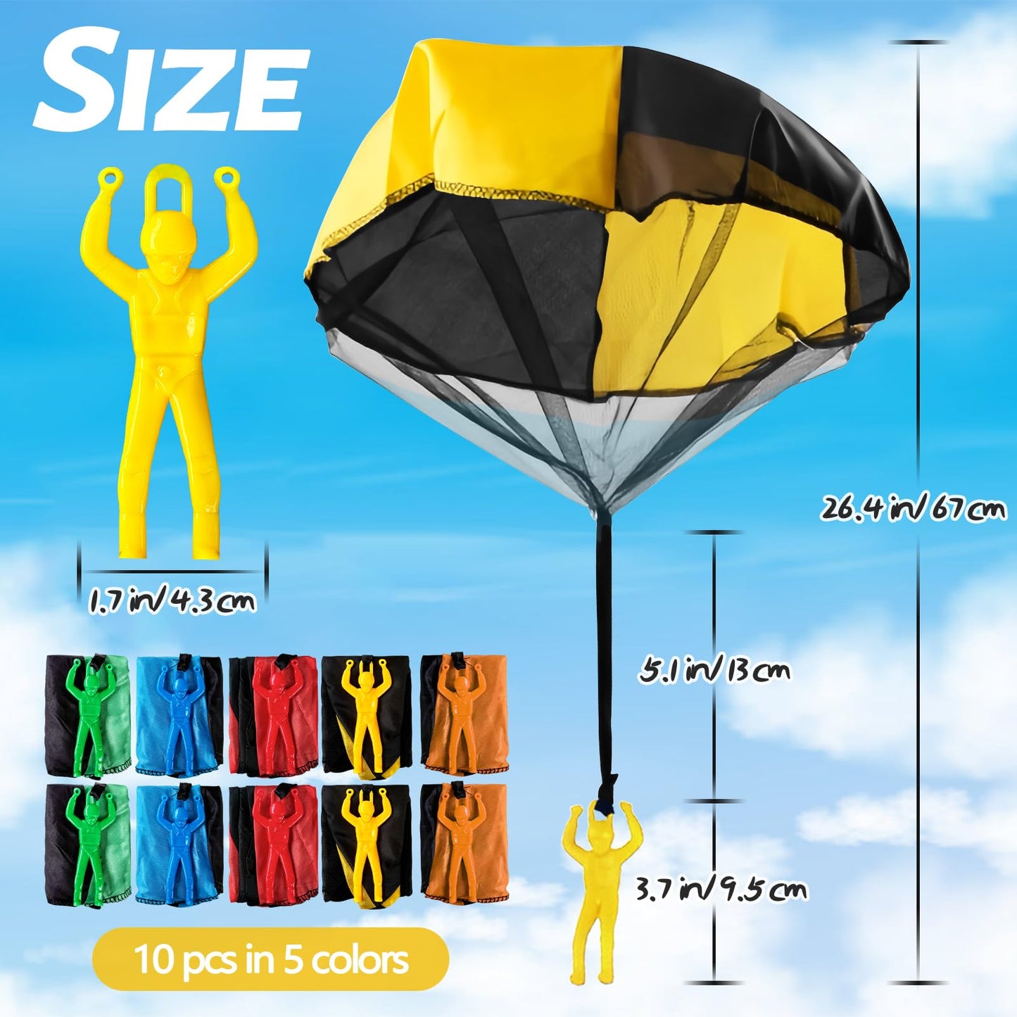 OJYUDD 10 Pack Parachute Toy for Kids - Tangle-Free Indoor & Outdoor Fun