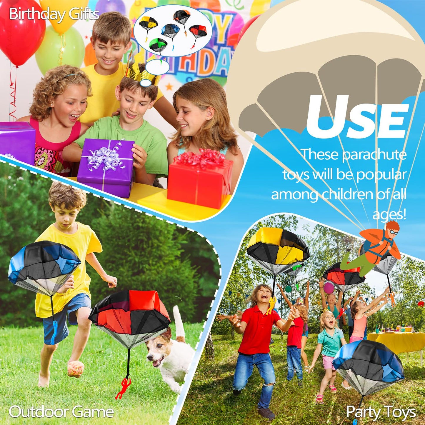 OJYUDD 10 Pack Parachute Toy for Kids - Tangle-Free Indoor & Outdoor Fun