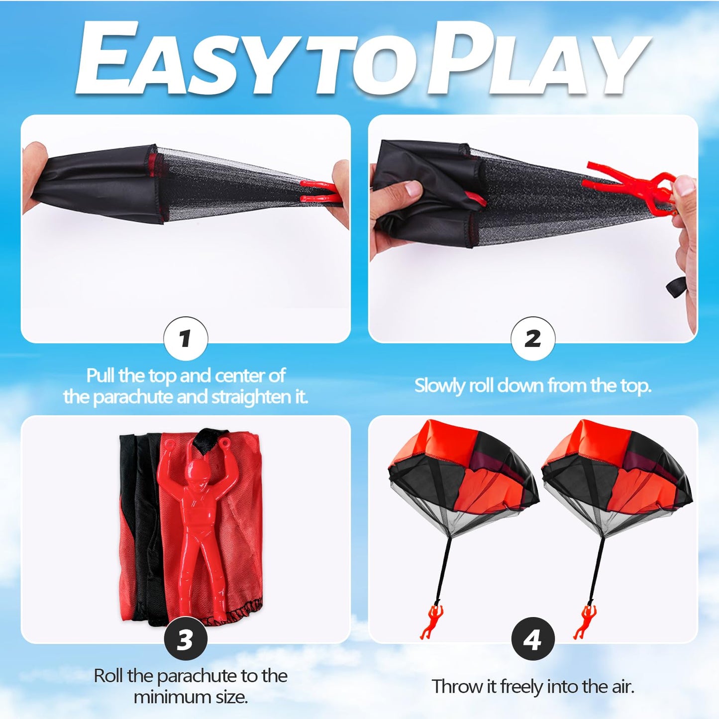 OJYUDD 10 Pack Parachute Toy for Kids - Tangle-Free Indoor & Outdoor Fun