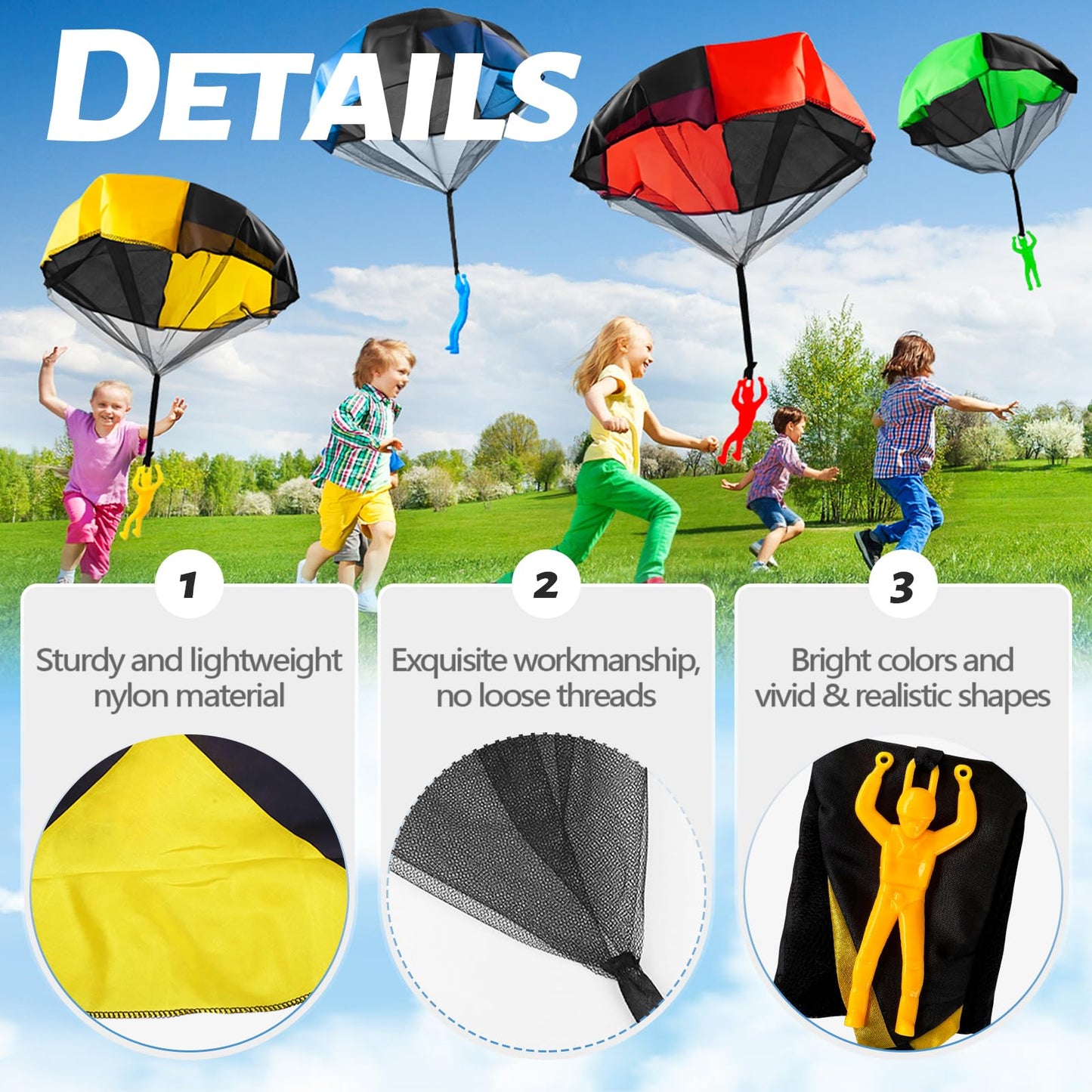 OJYUDD 10 Pack Parachute Toy for Kids - Tangle-Free Indoor & Outdoor Fun