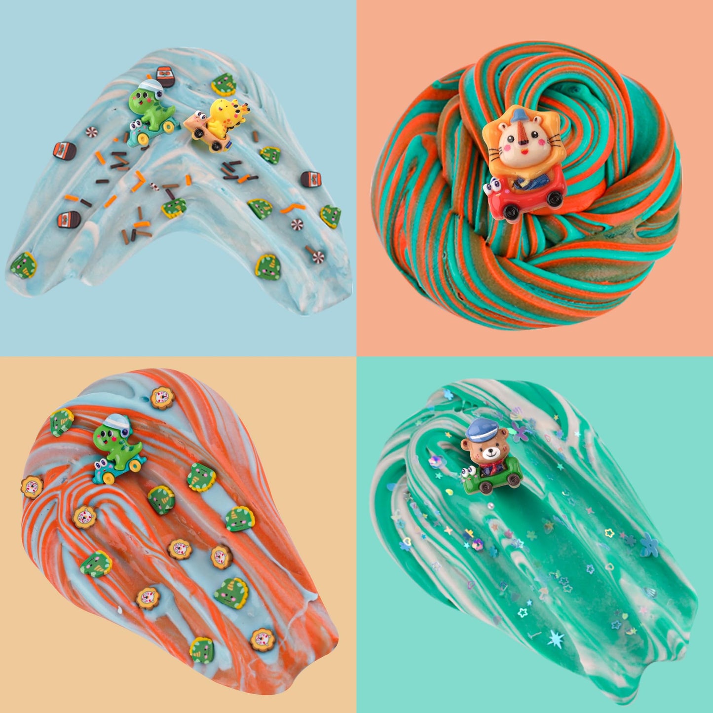 Okaybee Easter Butter Slime 4-Pack with Dinosaur Charm - Slime Toys for Kids