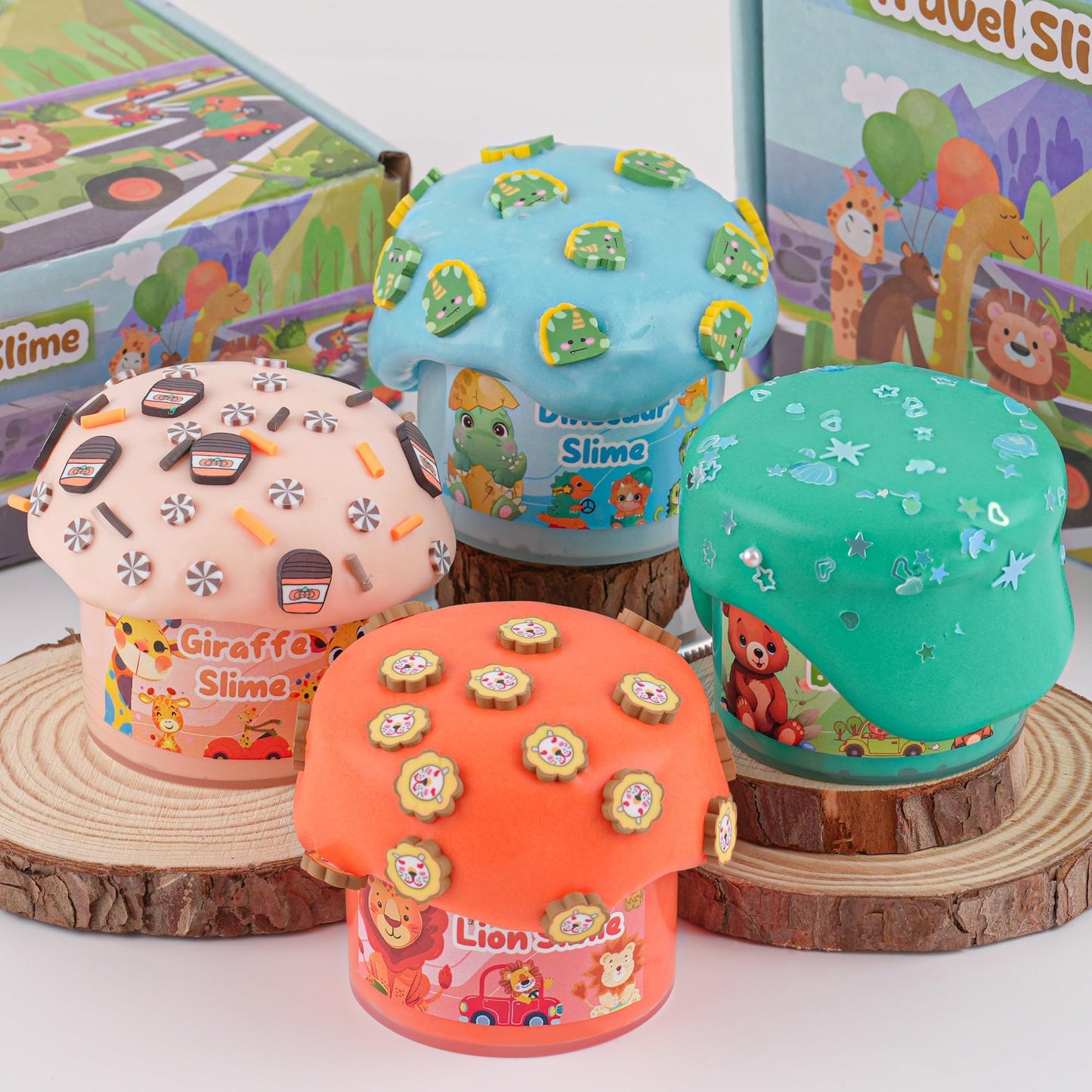 Okaybee Easter Butter Slime 4-Pack with Dinosaur Charm - Slime Toys for Kids
