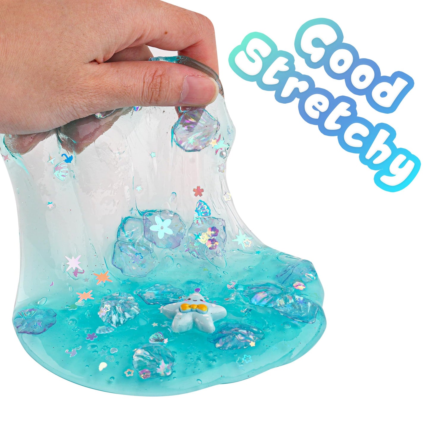 Okaybee Shell Blue Clear Slime – Soft, Stretchy Sensory Toy for Kids