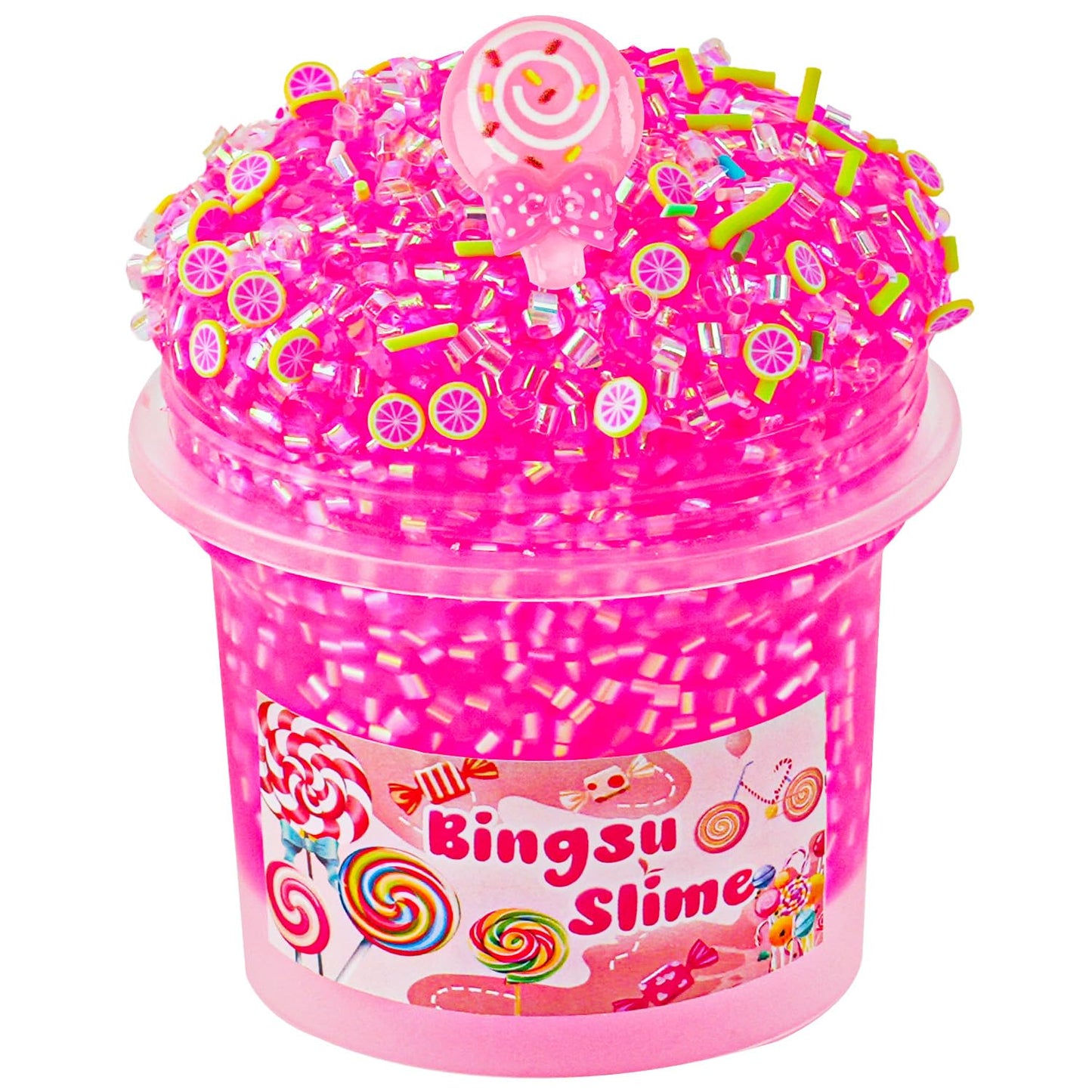 Okaybee Pink Bingsu Slime — Non-Sticky Glimmer Crunchy Sensory Slime for Kids