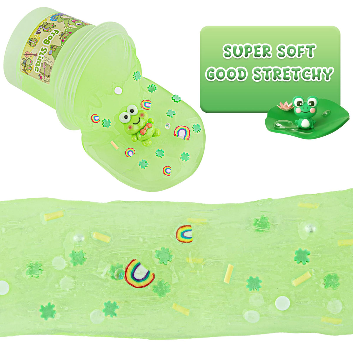 Okaybee Frog Glow in the Dark Slime – Soft, Stretchy Green Sensory Slime for Kids & Party Favors