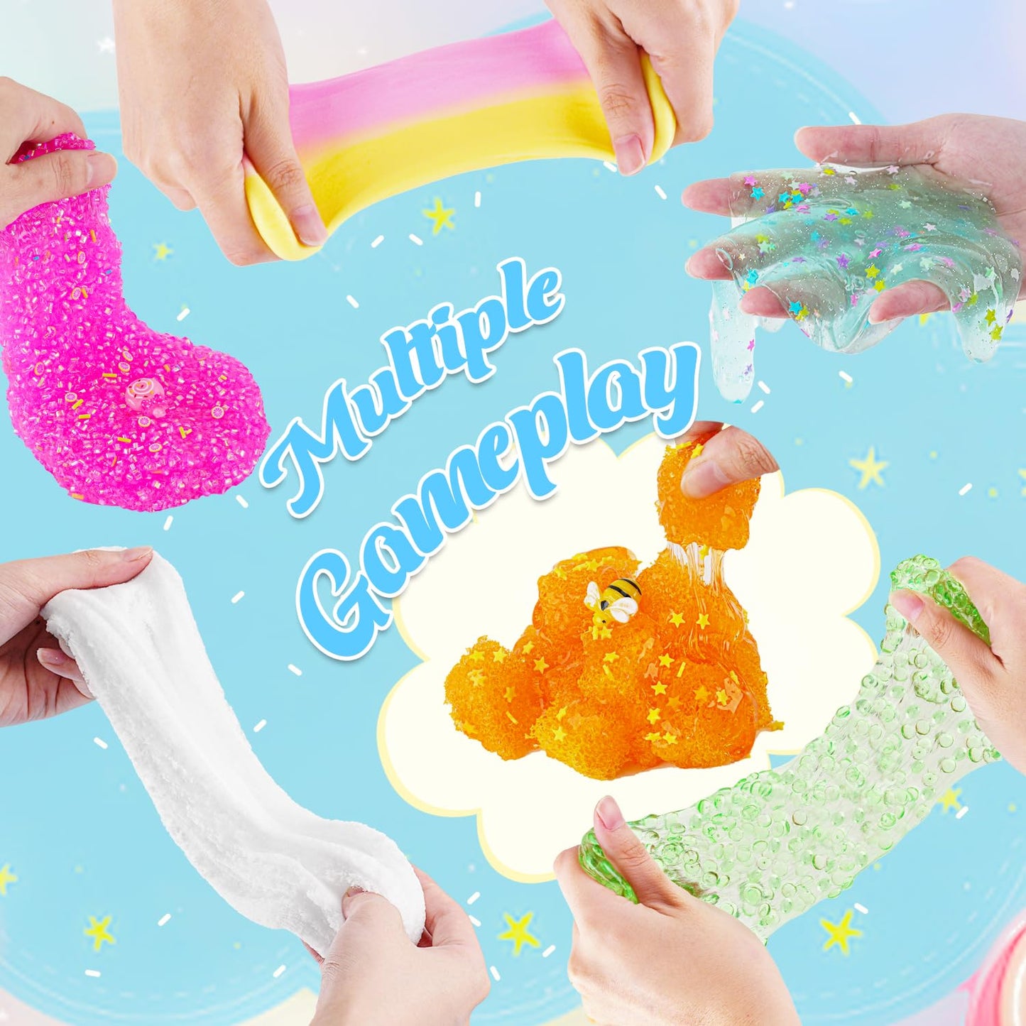 Okaybee Slime Variety Pack: 8 Textures, 8x100ml Slimes Kit for Kids & Parties