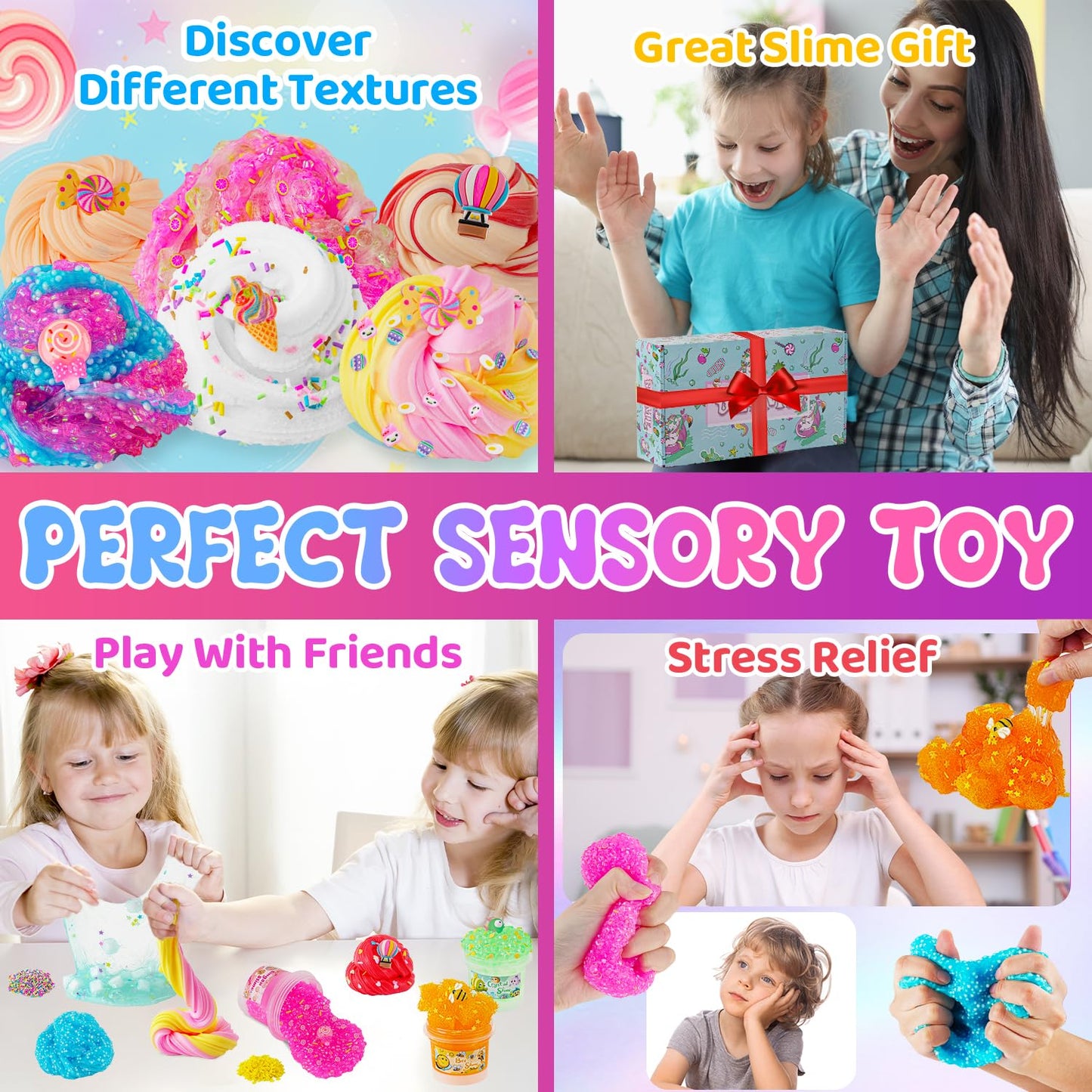 Okaybee Slime Variety Pack: 8 Textures, 8x100ml Slimes Kit for Kids & Parties