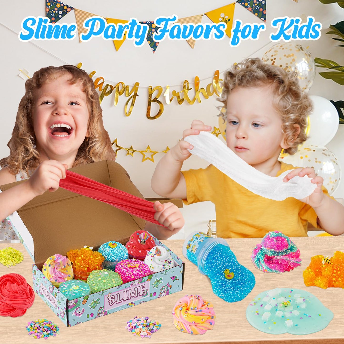 Okaybee Slime Variety Pack: 8 Textures, 8x100ml Slimes Kit for Kids & Parties