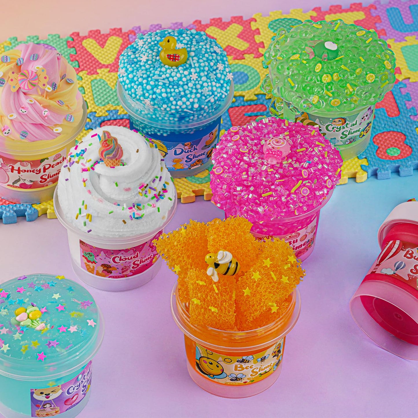 Okaybee Slime Variety Pack: 8 Textures, 8x100ml Slimes Kit for Kids & Parties