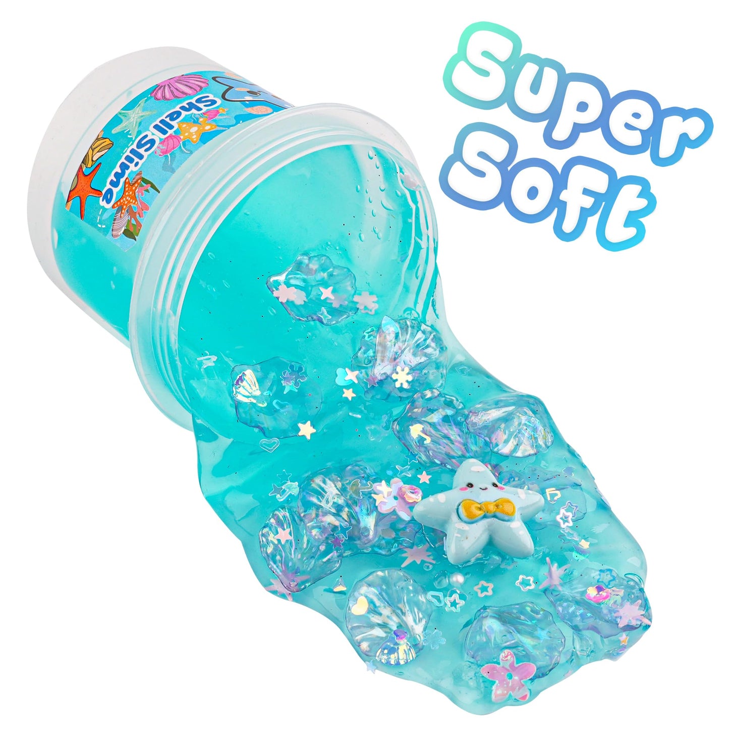 Okaybee Shell Blue Clear Slime – Soft, Stretchy Sensory Toy for Kids
