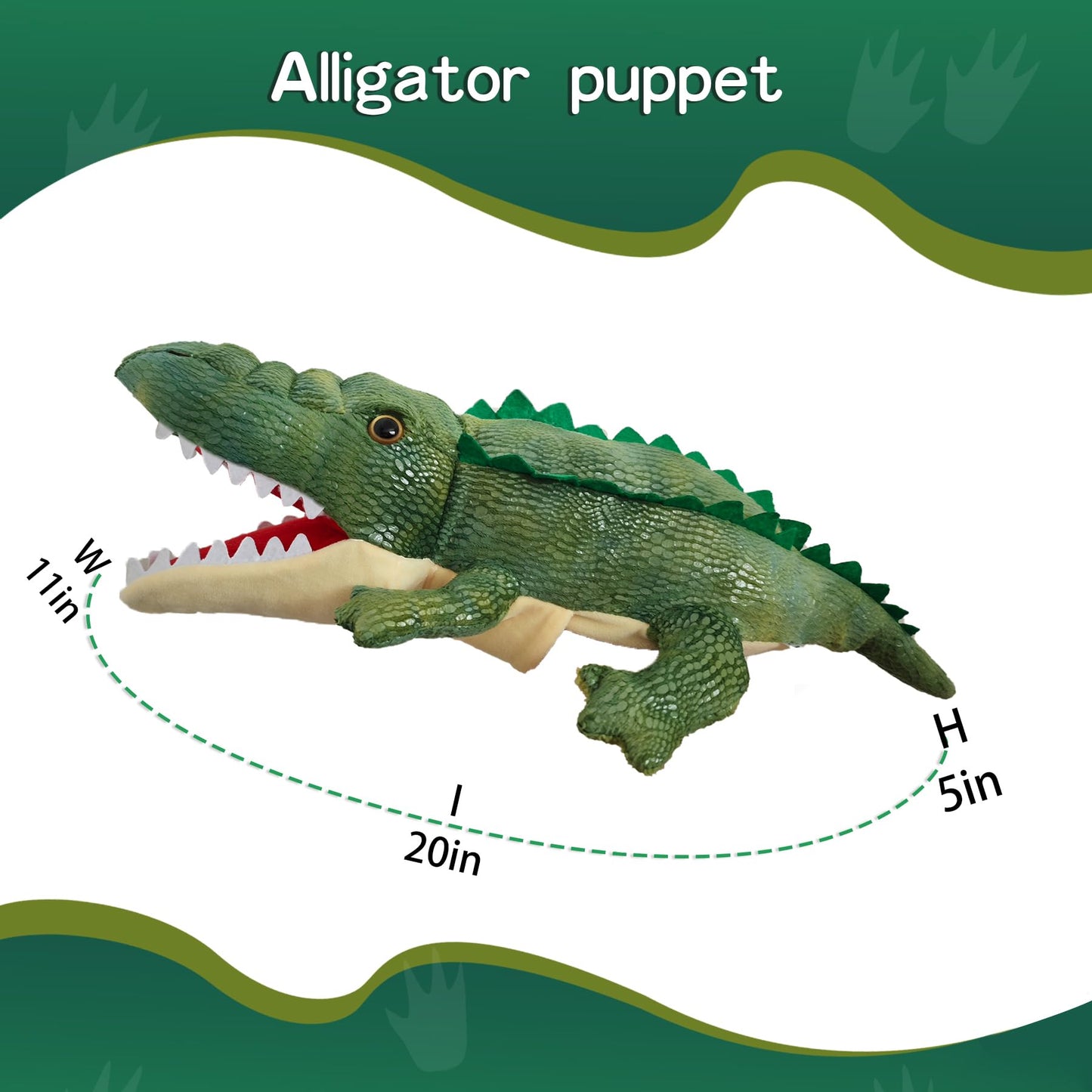 Okegztoa Hand Puppet Crocodile with Movable Mouth – Soft Animal Puppets for Kids