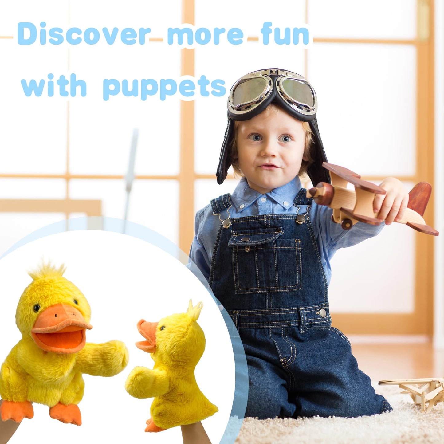 Okegztoa Duck Hand Puppets – 9-Inch Puppets with Movable Mouth for Kids & Adults