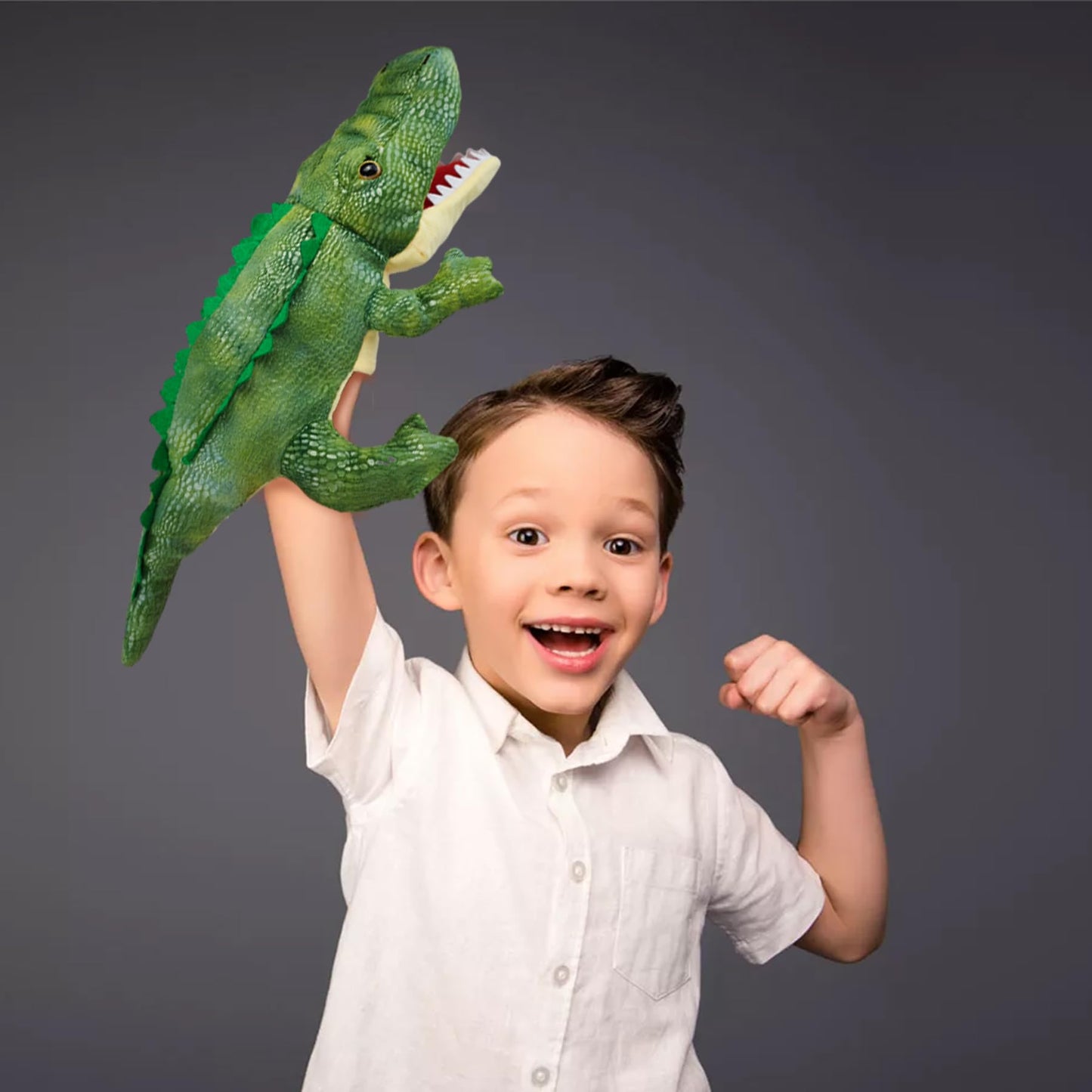 Okegztoa Hand Puppet Crocodile with Movable Mouth – Soft Animal Puppets for Kids