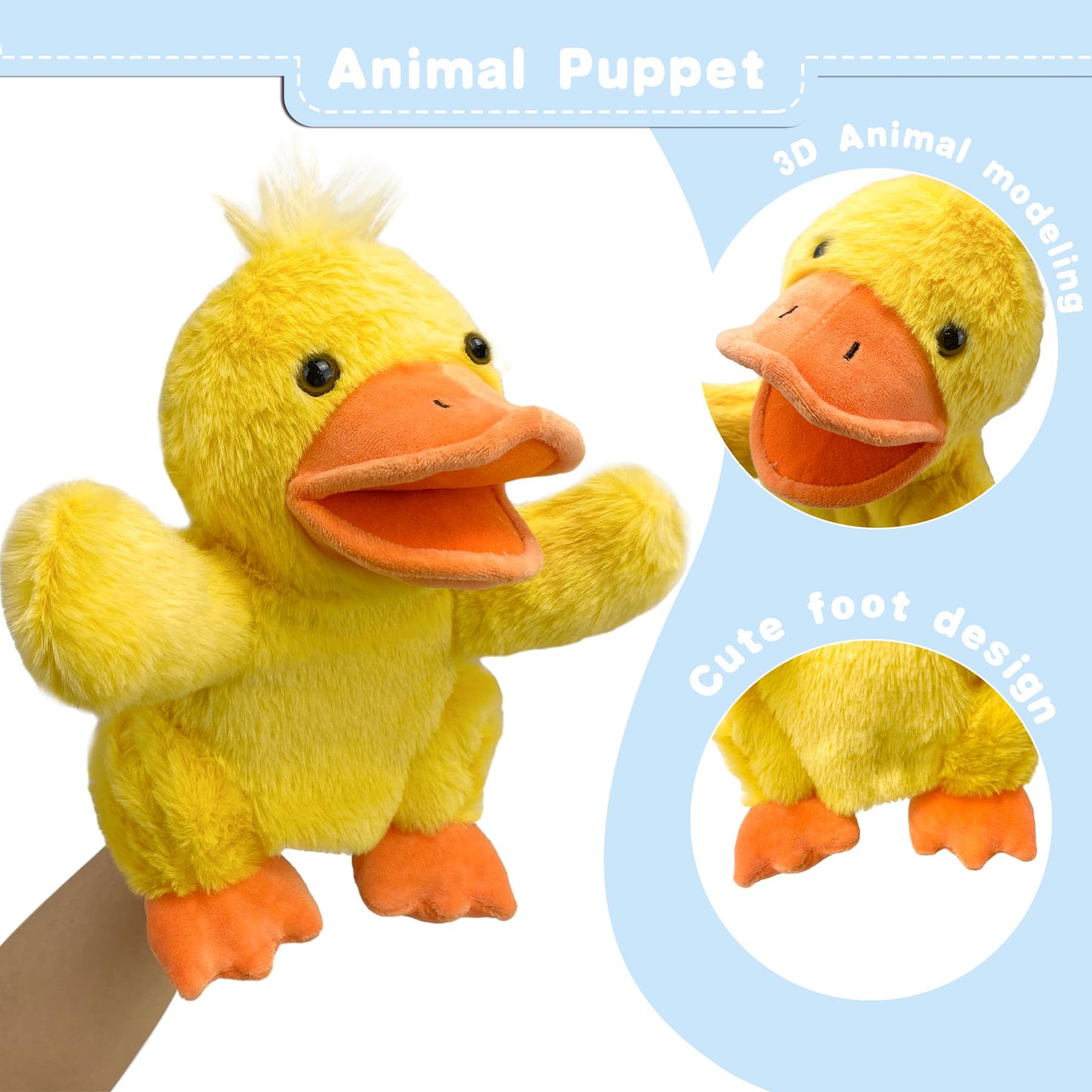 Okegztoa Duck Hand Puppets – 9-Inch Puppets with Movable Mouth for Kids & Adults