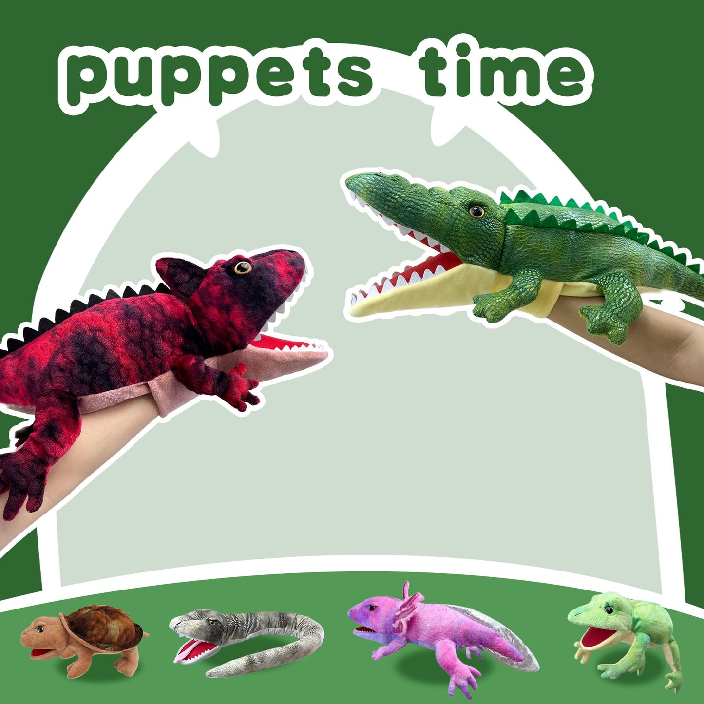 Okegztoa Hand Puppet Crocodile with Movable Mouth – Soft Animal Puppets for Kids