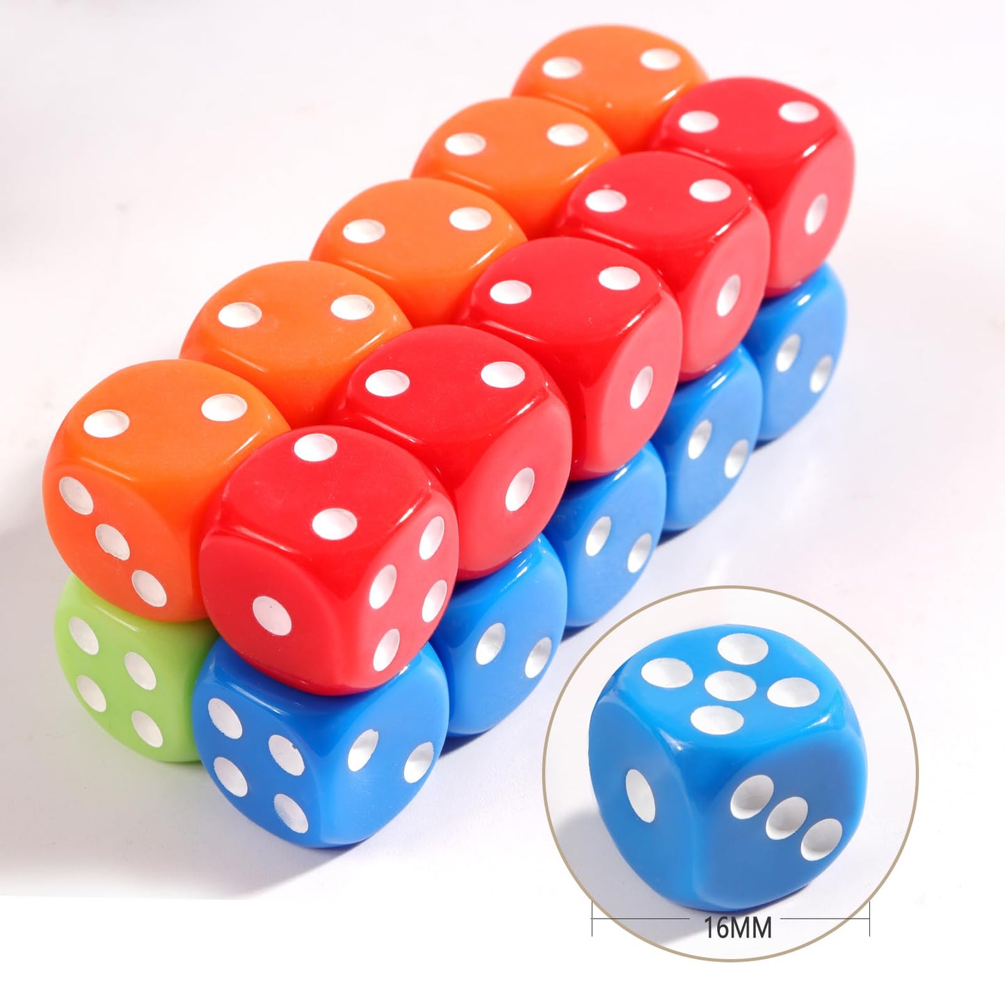 Okehlotos 16mm Standard 6-Sided Dice Set - 50 Colorful Dice for Games and Learning