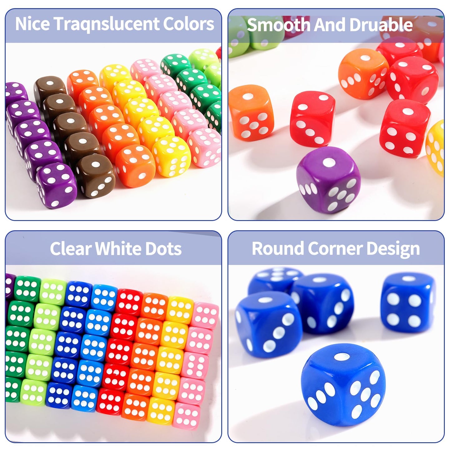 Okehlotos 16mm Standard 6-Sided Dice Set - 50 Colorful Dice for Games and Learning