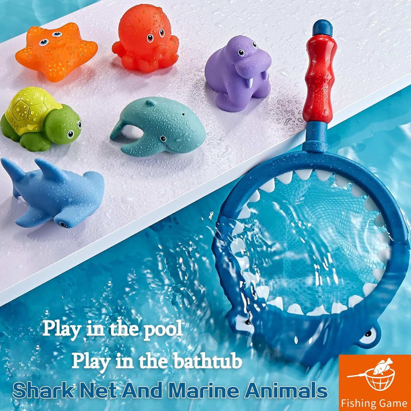 OKGIUGN Bath Toys Playset – Basketball Hoop, Fishing Game & Spinner Toys for Kids