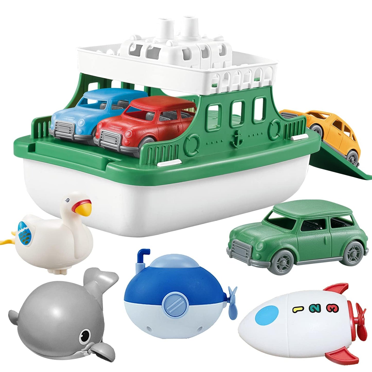 OKGIUGN Ferry Boat Bath Toy Set – 9-Piece Water Play for Toddlers