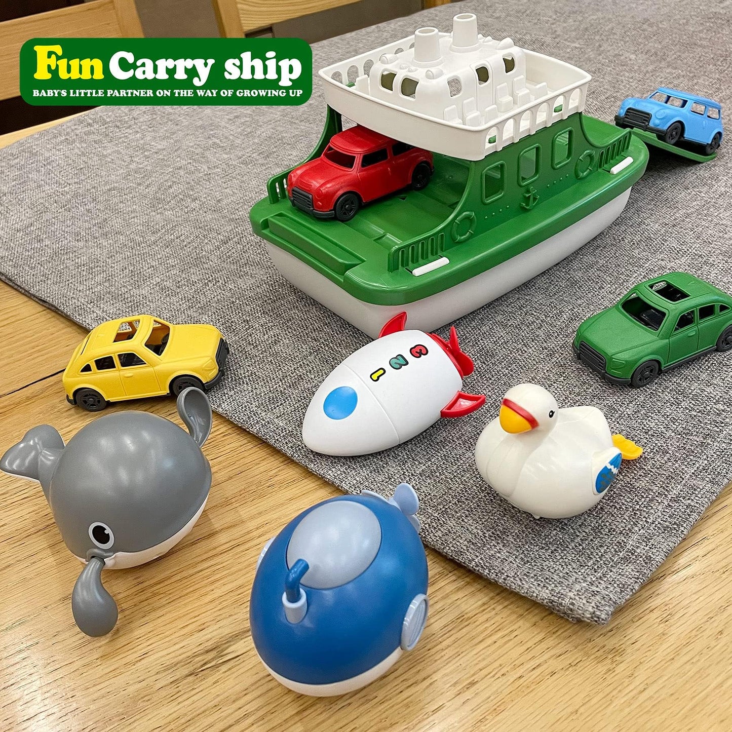 OKGIUGN Ferry Boat Bath Toy Set – 9-Piece Water Play for Toddlers
