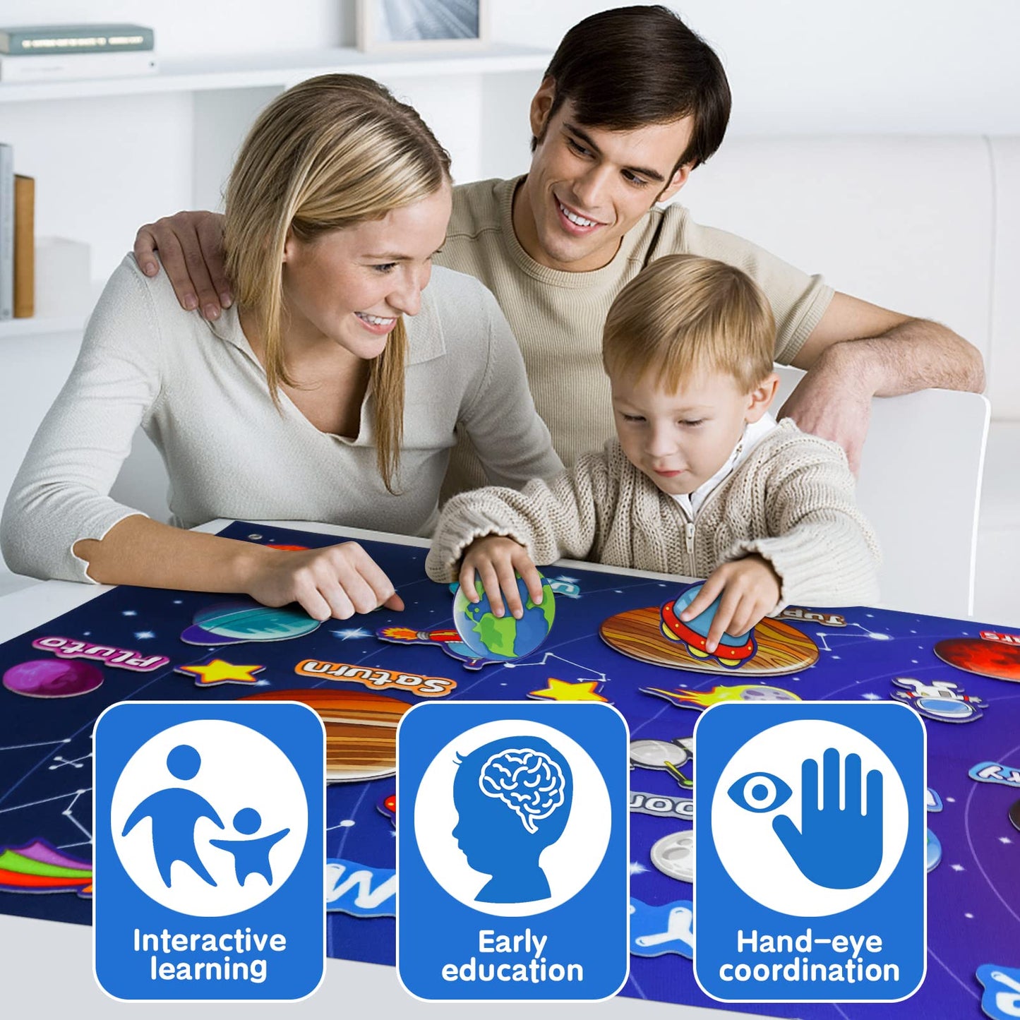 OKOOKO Solar System Felt Story Board Set – 41 Pieces, 43x29 in Space Learning Kit