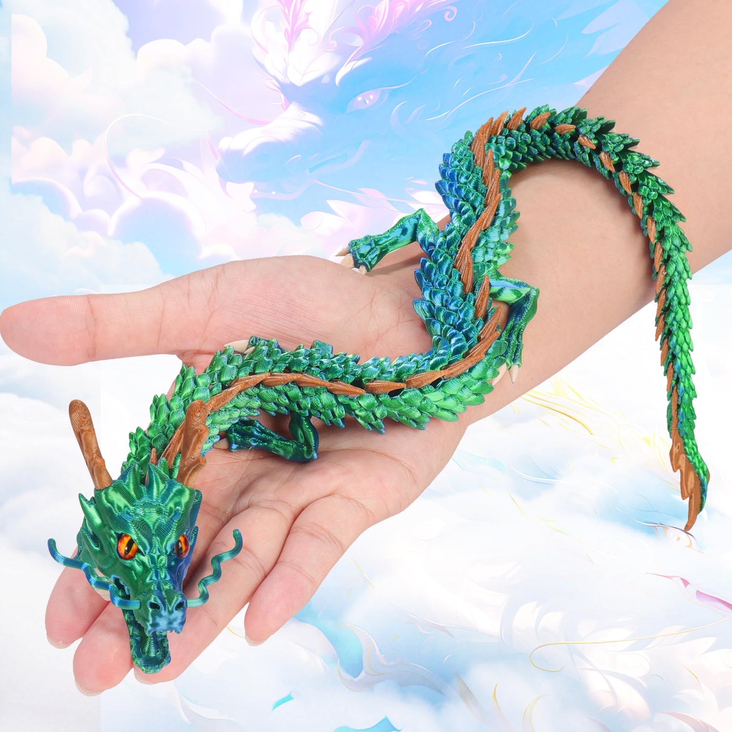 OKYUK 17.8-Inch 3D Printed Dragon Eggs | Glow-in-the-Dark Fidget Toy & Desk Decor