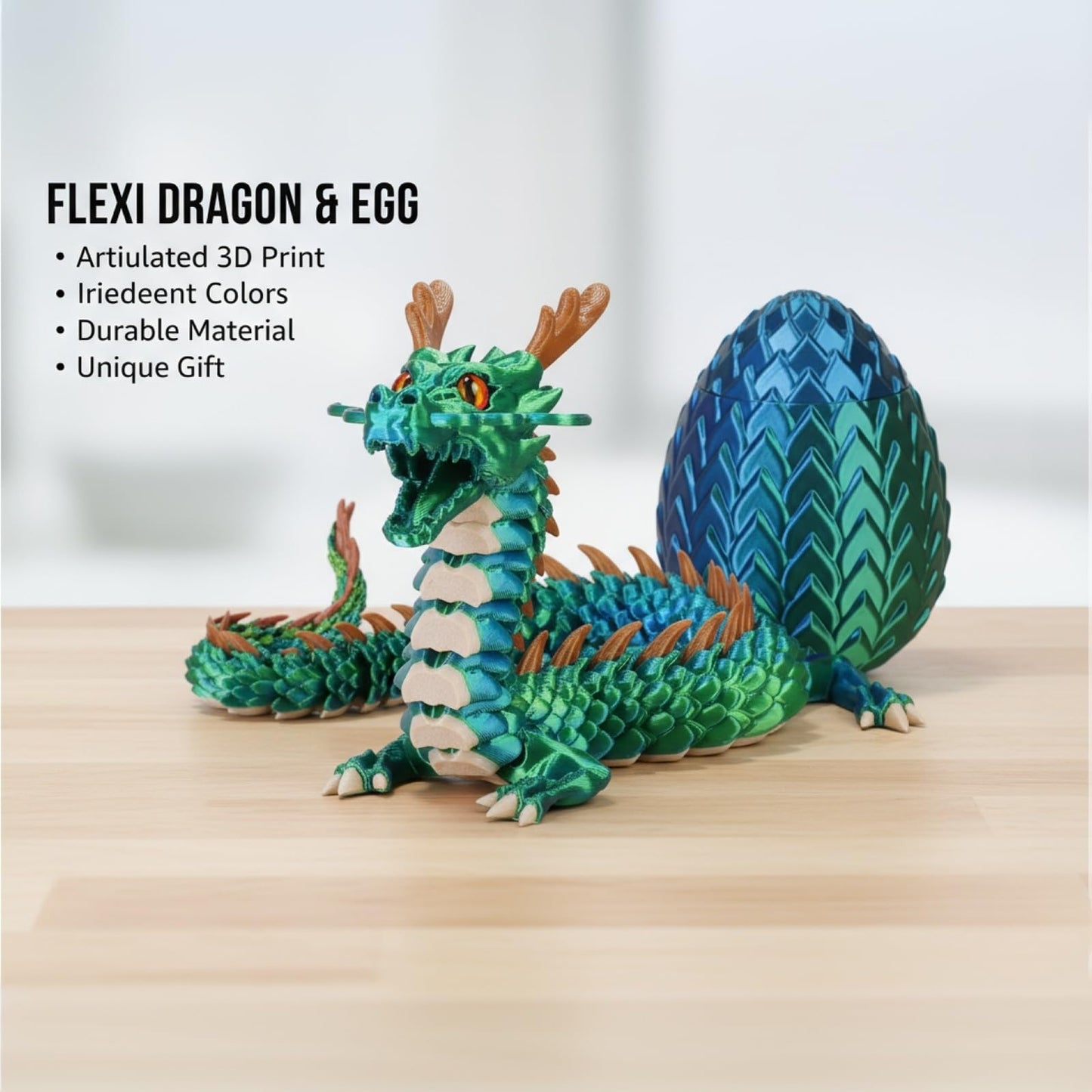 OKYUK 17.8-Inch 3D Printed Dragon Eggs | Glow-in-the-Dark Fidget Toy & Desk Decor