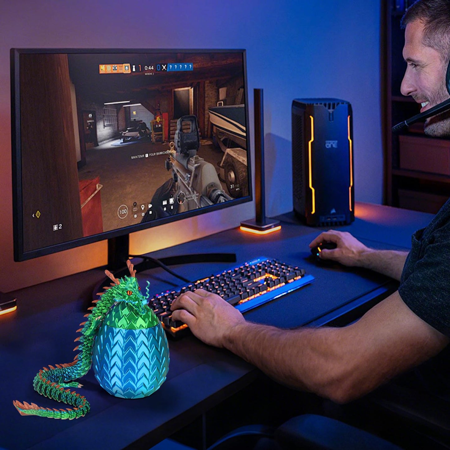 OKYUK 17.8-Inch 3D Printed Dragon Eggs | Glow-in-the-Dark Fidget Toy & Desk Decor