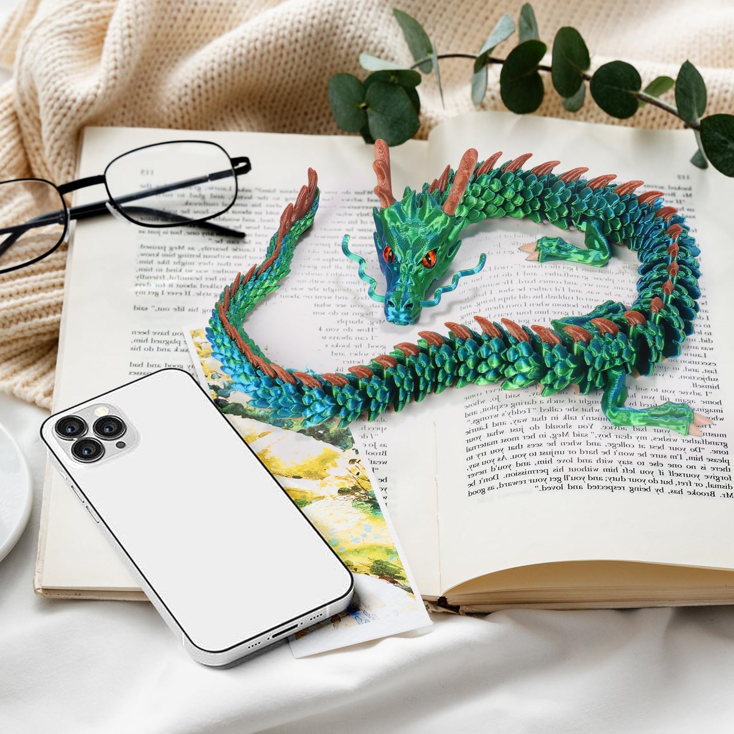 OKYUK 17.8-Inch 3D Printed Dragon Eggs | Glow-in-the-Dark Fidget Toy & Desk Decor