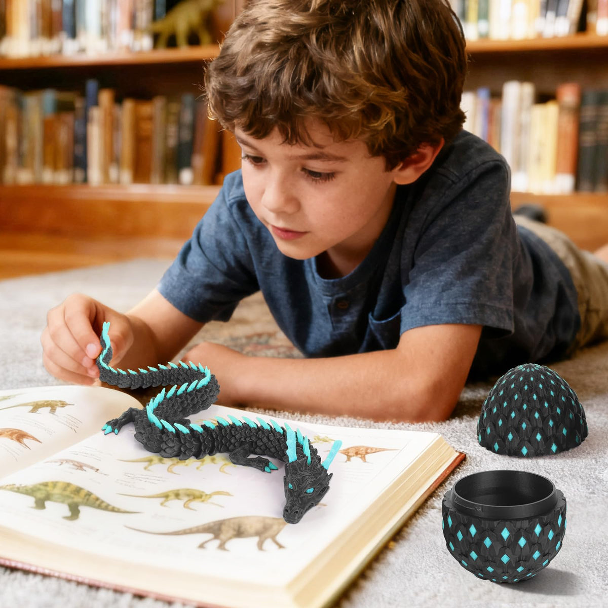 OKYUK 12-Inch Dragon Egg Glow Fidget Toy – Dark Blue, Hidden Compartment, Eco-Safe PLA
